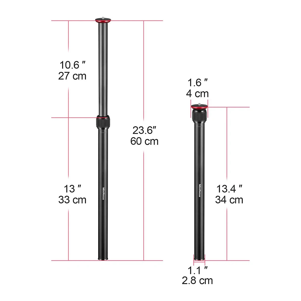 Aluminium Handheld Adjustable Tripod Center Column Mount Monopod Extension Rod for DSLR SLR Cameras Gimbal Extender Bar Tube